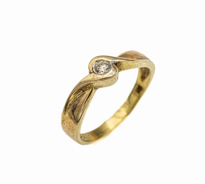 14 kt Gold Brillant Ring, GG 585/000, Brillant ca. 0.10 ct get.Weiß/si, RW 54, ca. 3 g