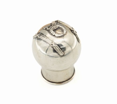 925er Silber Jugendstil Stockgriff, mit Gravur eines Lorbeerkranz, pol., ca. 5 cm