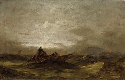 Viggo Fauerholdt, 1832 Kopenhagen-1883 Düsseldorf, Schiffbrüchige im Sturm, Öl/Lwd, links unten signiert, ca. 14x22cm, R. ca. 28x36cm