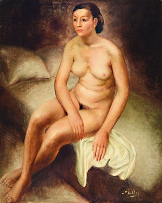 Jan Mulder, 1895-1988, sitzender weiblicher Akt, Öl/Lwd, rechts unten signiert, ca. 116x95cm, R. ca. 124x102cm