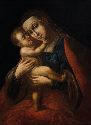 Andachtsbild nach dem Vorbild Lucas Cranachs d.Ä., 19.Jh., Kopie des Gnadenbild Mariahilfvon Lucas Cranach (um 1537, Dom St. Jakob Innsbruck), ...