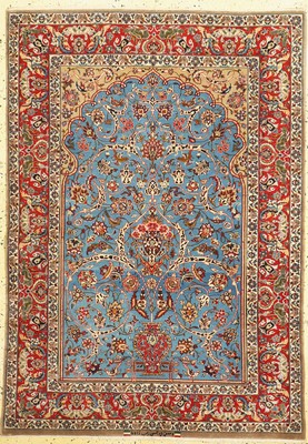 Esfahan fein signiert, Persien, um 1950, Korkwolle auf Seide, ca. 160 x 113 cm, ca. 1,0Mio. Kn/qm, EHZ: 1-2