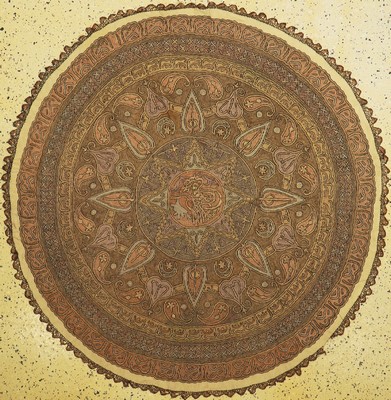 Osmanische Stikerei, Türkei, um 1920, Metallstikerei, durchm. ca, 150 cm, EHZ: 1-2