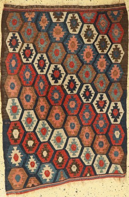 Waramin Kelim antik, Persien, 19.Jhd, Wolleauf Wolle, ca. 150 x 100 cm, EHZ: 3