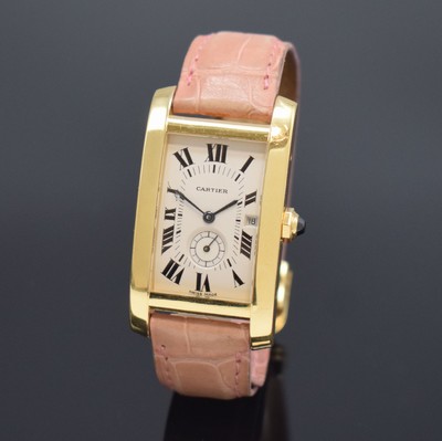 CARTIER Tank Americaine Damenarmbanduhr in GG 750/000 Referenz 1716, Schweiz um 2000, quarz, 2-teil. Geh., Boden 8-fach verschr. (1 Schr. zu ers.), ...