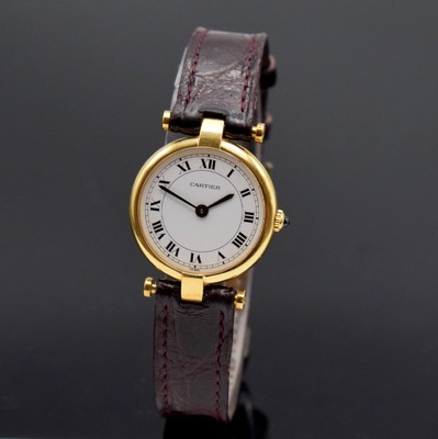 CARTIER Vendome Damenarmbanduhr in GG 750/000, Schweiz um 1990, quarz, 2-teil. Geh., Boden 2-fach verschr., weißes Zifferbl. m. röm. Zahlen, ...