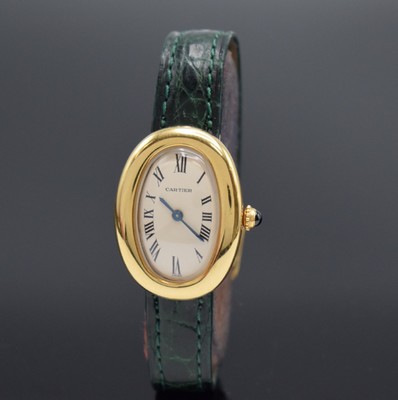 CARTIER Paris Damenarmbanduhr Serie Baignoire in GG 750/000 Referenz 3171, Schweiz um 1990, quarz, Boden m. Widmungsgravur 4-fach verschr., orig. ...