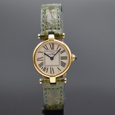 CARTIER Vendome Damenarmbanduhr Referenz 590004, Schweiz um 1990, quarz, verg. Silbergeh., Boden verschr., orig. Lederband m. orig. Faltschl., silb. ...
