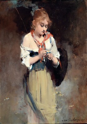 Louis Henri Deschamps, 1846-1902 Montelimar/Frankreich, Studium an der Ecole des Beaux-Arts Paris unter Alexandre Cabanel, Bildnis einer jungen ...