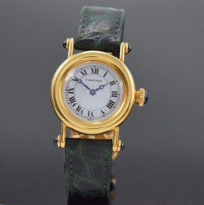 CARTIER Diabolo Damenarmbanduhr in GG 750/000 Referenz 1440 0, Schweiz um 2000, quarz, Boden 6-fach verschr., Lederband zu ers., orig. GG 750/000 ...
