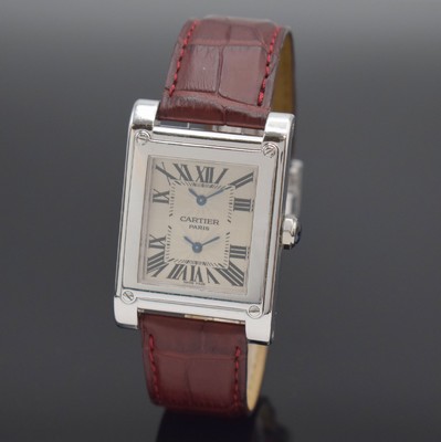 CARTIER Tank á Vis Herrenarmbanduhr mit 2 Zeitzonen aus der Collection Priveé Cartier Paris Referenz W1534351 in WG 750/000, Schweiz um 2005, ...
