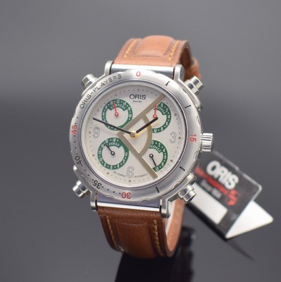 ORIS Players Herrenarmbanduhr, Automatik, Schweiz um 2000, zum festhalten sportlicher Ergebnisse (z. B. Golf), Edelstahlgeh. z. T. mattiert, Boden ...