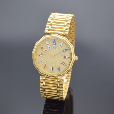 CORUM Herrenarmbanduhr Serie Admiral´s Cup in GG 750/000 Referenz 64.810.56 V-66, Schweiz um 1985, GG 750/000 Gliederband m. dopp. Faltschl., Boden ...