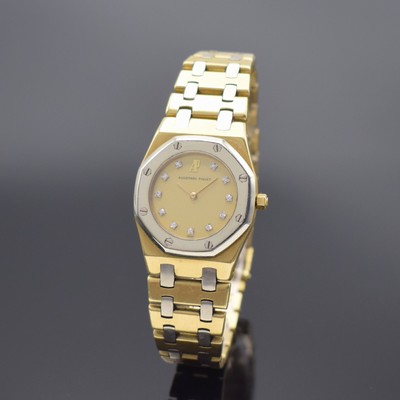 AUDEMARS PIGUET feine und seltene Damenarmbanduhr Serie Royal Oak in GG/WG 750/000, GG/WG 750/000 Gliederband m. verd. Faltschl., Lünette gegen ...