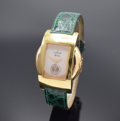 CORUM feine und seltene Herrenarmbanduhr Modell Symbiose Design von R. Ventrella in GG/RG 750/000 Referenz 78.120.54, Automatik, Schweiz um 1997, ...