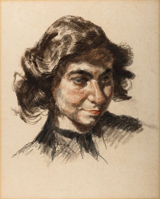 Ludwig Meidner, 1884 Bernstadt an der Weide - 1966 Darmstadt, Porträtkopf, Bildnis einer jungen Frau mit lockigen Haar (wohl Lotte Lenya), 1920er ...