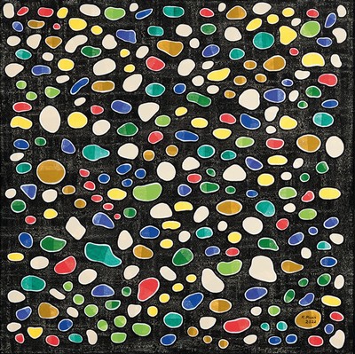 Karin Maas, geb. 1952, Messen und Aussstellungen im In-und Ausland, Titel: "Bunte Steine", Acryl/Lwd, re. unten sign., R., ca. 84x84 cm
