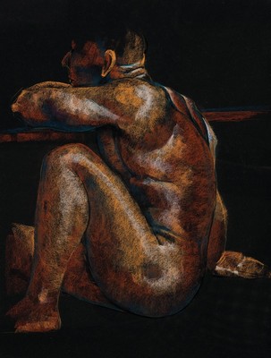 Jim Theologos, zeitgenössischer Künstler aus Costa Rica, hier: Drei Aktzeichungen, Pastell auf Papier, 2x weiblicher Akt, 55x73cm/62x79cm; 50x62 ...