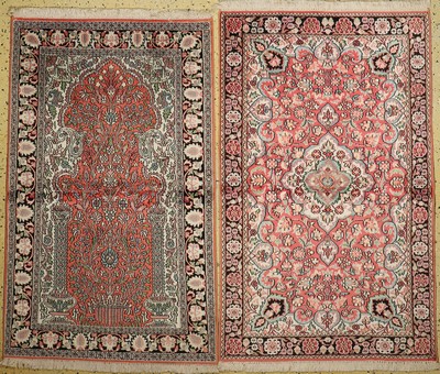 1 paar Kaschmir Seide, Indien, ca. 40 Jahre, Kunstseide auf Baumwolle, ca. 160 x 90 cm, EHZ: 1(gebraucht)