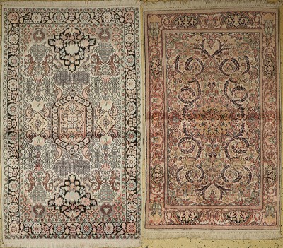 1 paar Kaschmir Seide, Indien, ca. 40 Jahre, Kunstseide auf Baumwolle, ca. 160 x 90 cm, EHZ: 1(gebraucht)
