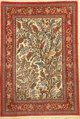 Ghom Kork alt, Persien, ca. 50 Jahre, Korkwolle auf Baumwolle, ca. 155 x 104 cm, gereinigt, EHZ: 1(gebraucht)