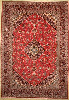 Keschan alt, Persien, signiert(Ghotb), um 1950, Wolle auf Baumwolle, ca. 275 x 261 cm, gereinigt, EHZ: 1(gebraucht)