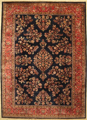 Sarogh Mohajeran fein, Indien, ca. 40 Jahre, Korkwolle auf Baumwolle, ca. 350 x 250 cm, EHZ: 1-2, minimaler Mottenfraß