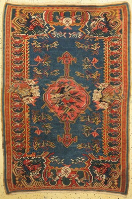 Senneh Kelim antik, Persien, um 1900, Wolleauf Baumwolle, ca. 195 x 133 cm, EHZ: 3 Restaurierungsbedürftig
