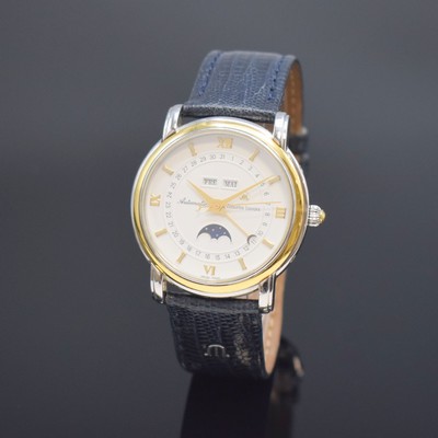 MAURICE LACROIX Herrenarmbanduhr mit Vollkalender Referenz 3496, Schweiz um 2005, Automatik, beids. vergl. Geh. in Stahl/Gold, Boden aufgedr., ...
