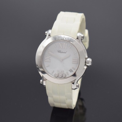 CHOPARD Happy Sport Damenarmbanduhr in Stahl Referenz 8475, Schweiz verk. lt. beil. Pap. 02/2015, quarz, Boden 8-fach verschr., Schmuckkrone m. ...