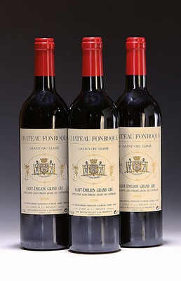 3 Flaschen 2000 Chateau Fonroque, Saint Emiilion Grand Cru, ca. 750ml, High Fill, guter Erhaltungszustand