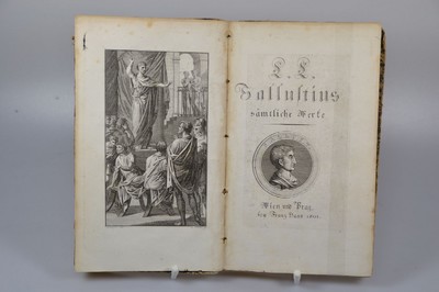 Gaius Sallustius Crispus (86v.Chr.-35v.Chr.): Sämtliche Werke, Wien/Prag, Haas 1801, deutsche Übersetzung, 279 S., gebräunt u. fleckig, Einband ...