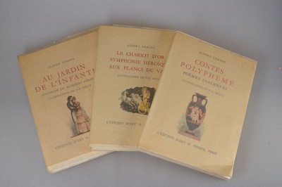Albert Samain (1858-1900): Oeuvres, 3 Bände, Paris, Piazza 1949/50, mit zahlreichen Illustrationen von Paul-Emile Becat (1885 -1960), Ed. 529/3500 ...