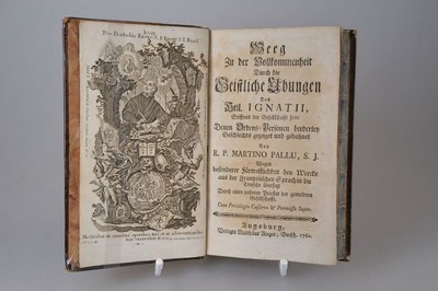 Martin Pallu (1661-1742): Weeg zu der Vollkommenheit durch die Geistliche Übungen des Heiligen Ignatii, Augsburg, Rieger 1760, in dt. Sprache, 414 ...