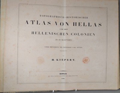 Heinrich Kiepert (1818-1899): Topographisch -Historischer Atlas von Hellas und den hellenischen Colonien, Berlin, Nicolaische Buchhandlung 1846, in ...