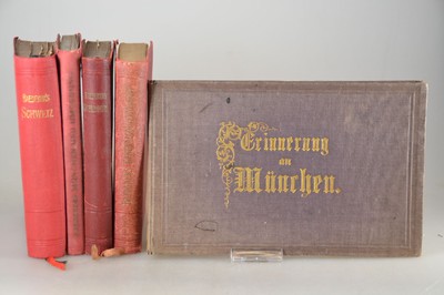 Konvolut Baedekers Reiseliteratur, 5 Werke: Generalgouvernement, München und Umgebung, um 1850 bis 1943, Karl Baedeker: München und Oberbayern, ...