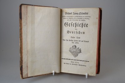 Michael Ignaz Schmidt (1736-1794): Geschichte der Deutschen, Ulm, Stettinische Buchhandlung 1778, 642 S., in drei Teilen, gebräunt u. fleckig, ...