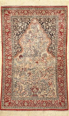 Hereke Seide fein China, Metallbroschiert,ca. 50 Jahre, reine Naturseide, ca. 121 x 78 cm, EHZ: 2