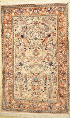 Lahor Kork fein, Pakistan, ca. 50 Jahre, Korkwolle auf Baumwolle, ca. 255 x 160 cm, EHZ: 1-2