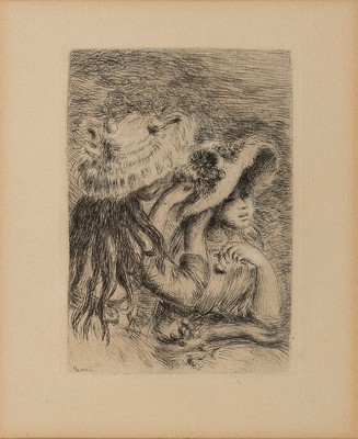Pierre-Auguste Renoir, 1841-1919, Le chapeau epinglé, Radierung, links unten in der Platte signiert, ca. 11.8x8.4cm, PP, u.Gl., R ca. 44x34cm