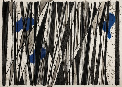 Georg Vorhauer, 1903 Paris-1981 Neustadt an der Weinstraße, 2 Mischtechniken mit abstrakten Kompositionen, beide handsigniert, ca. 44x62cm, u.Gl., ...