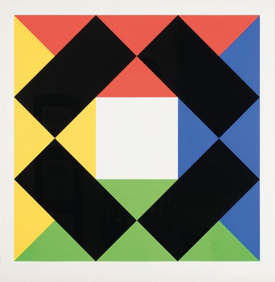 Max Bill, 1908 Winterthur-1994 Berlin, Farbserigraphie von 1972, rechts unten handsigniert und dat., ca. 60x60cm, PP, u.Gl., R. ca. 94x94cm