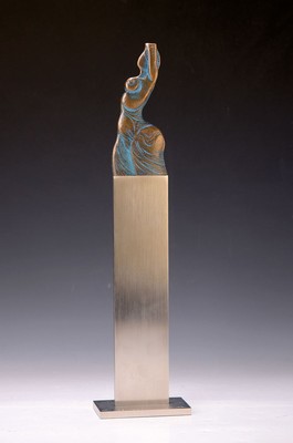 Ernst Fuchs, 1930-2015, Skulptur auf Edelstahlsockel, Venusische Zeichne, sign., num. 195/100, H. ca. 40 cm