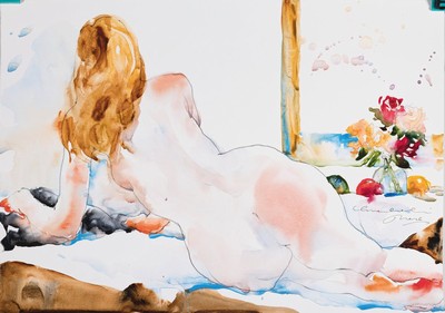 Eva Ludwig, zeitgenössische Künstlerin, 5 Aquarelle mit weiblichen Aktmotiven, je sign., je ca. 21x29 cm