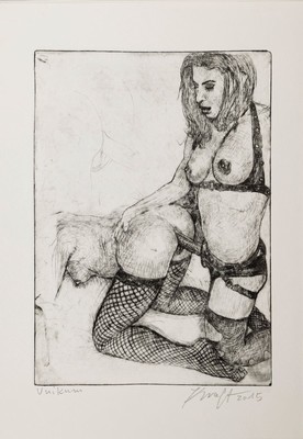 Kraft, Zeitgenössische Künstlerin, 3 Radierungen, 2 mit Übermalung, sign.. dat. 2 als Unikum bezeichnet, je ca.29,5x21 cm