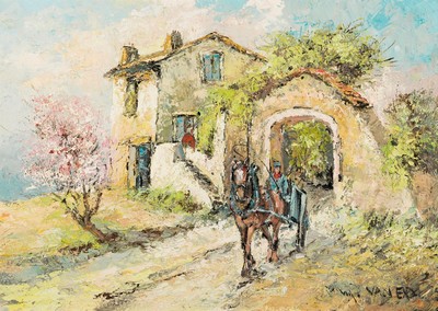 Prof. Walter Prescher van Ed, 1916 Dresden - 1988 Ottendorf, "In der Provence", Öl/Lwd, signiert, rückseitig betitelt und nochmals ...