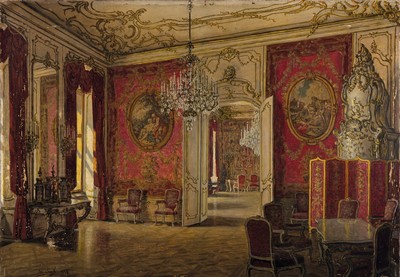 Josef Pögl, 1867 St.Peter bei Graz-1956 Wien , Studium an der Staatsgewerbeschule u. Landeskunstschule Graz u. an der Akademie Wien, Interieur aus ...