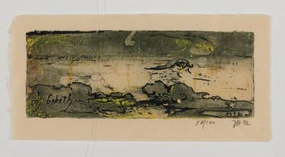 Horst Janssen, 1929-1995, 2 Radierungen, oh Bobeth, 1x Farbradierung von 1992, sign. und num. 58/100, ca. 7x18cm, PP, u.Gl.´(Glas gesprungen), ca. ...