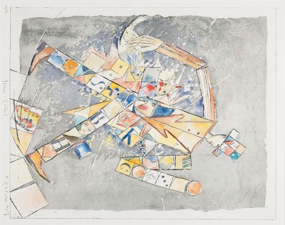 Bernd Kastenholz, geb. 1949 Speyer, Studium an der Akademie Stuttgart, hier: Mann-Rätsel, Farblithographie, handsign., betitelt, num. 12/90, ca. ...