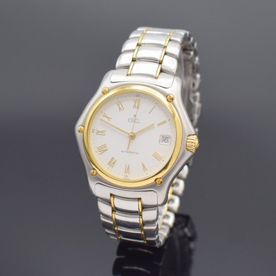 EBEL 1911 Herrenarmbanduhr Referenz 1080916, Schweiz um 2000, Automatik, Edelstahl/Gold komb., Gliederband m. Faltschl., weißes Zifferbl. m. gold. ...